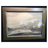 Antique aquatint etching, ca 1815, 16 x 12 frame