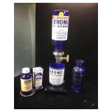 Bromo Sltzer dispenser ,cobalt glass base, plus 2