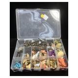 Box Costume jewelry beads and barrettes