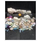 Lot of raw quartz rocks and misc stones