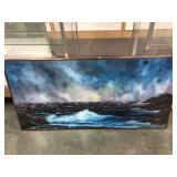 Framed painting on canvas ocean waves approx. 2x4