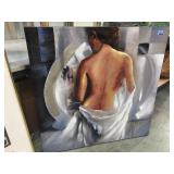 Lacquered print on canvas nude woman 32 in square