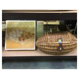 Shot glass checkers set in box and wicker