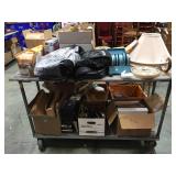 Table top and bottom assorted household items,