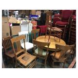 Vintage dining table with 8 chairs - 2 do not