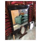 Painted black dresser mirror and small vanity