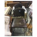 Pair of metal based and backed stools -