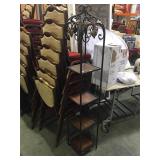 Metal and wood small vertical shelf