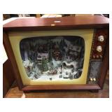 Vintage tv style Christmas display - moving