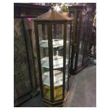 4 tier octagonal glass lighted curio cabinet on