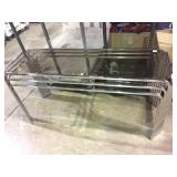 Chrome and smoky glass top hall table