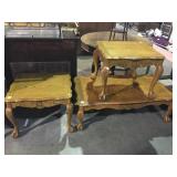 3 piece set clawfoot coffee table and 2 side
