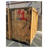 Wooden storage crate w/contents, costumer must