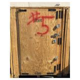 Wooden storage crate w/contents, costumer must