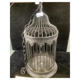 Bird cage candle holder with chain, black