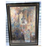 Signed painting on paper titled 