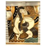 Large Picasso-style mixed media on hollow wood