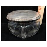 Sterling silver & cut crystal dresser jar - lid
