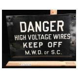 Vintage double sided enamel on steel Danger High