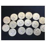 16- 40% Silver Kennedy Half Dollars, various