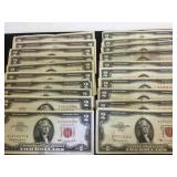 20- vintage $2 BILLS