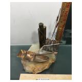 Vintage sculpture made of Onyx and Copper by Ross