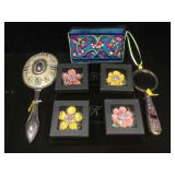 NWT Kalifano metal enameled vanity mirror &