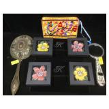 NWT Kalifano metal enameled vanity mirror &