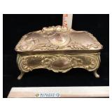 Antique Art Nuveau metal gilded dresser box - no