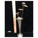 Sterling weighted vase with collection of long