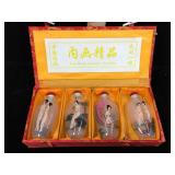 Set of 4 Asian erotic reverse painted snuff