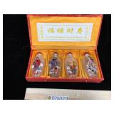 Set of 4 Asian reverse painted snuff bottles in