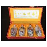 Set of 4 Asian reverse painted snuff bottles in