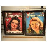 Pair of framed giclee magazine cover prints art