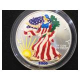 2000 Colorized American Silver Eagle w/case