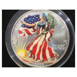 1999 Colorized American Silver Eagle, w/ case