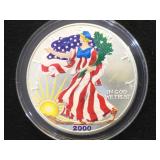 2000 Colorized American Silver Eagle, W/case
