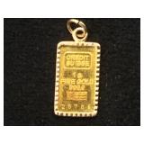 1g Gold bar(credit Suisse) w/ 14k bezel