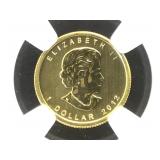 1/20 oz. Gold 2012 NGC MS69 Canada Maple Leaf, $1