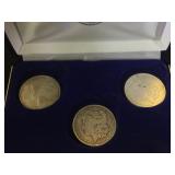 2- Morgans & 1- Peace Silver Dollars, 3 x $