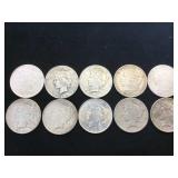 10- MORGAN & PEACE SILVER DOLLARS, various years,
