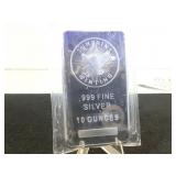 10 Oz. .999 Fine Silver Bar, Sunshine Minting