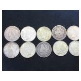 10- MORGAN & PEACE SILVER DOLLARS, various years,