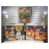 5 framed Disney prints, 1 w/ cracked front glass