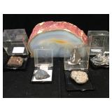 Geode slice & rock specimens