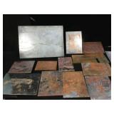 16 engraved printing plates, copper steel and