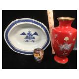 Antique Canton blue white decorated bowl, Chinese