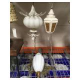 3 vintage white 1960s era hanging swag  lamps
