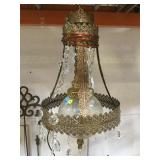 Vintage shabby chic gold metal and glass