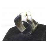 2- Sterling gem inlay connect rings, size 4.5